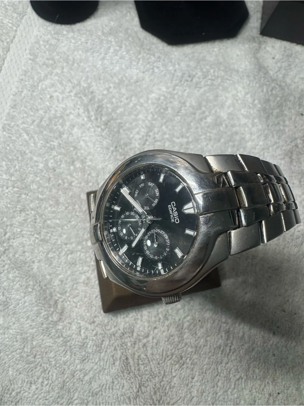 Casio Edifice Stainless Steel Black Dial Men's Watch